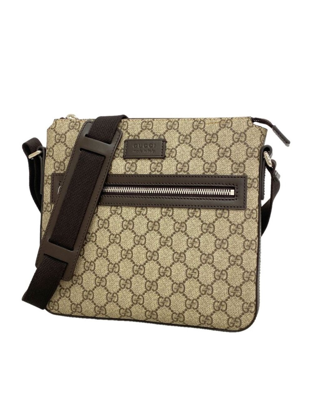 Gucci Shoulder Bag GG Supreme Brown Silver